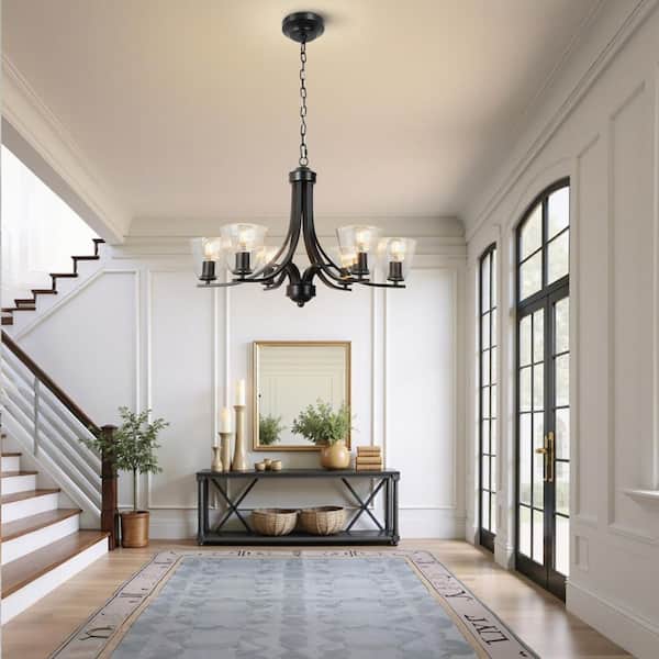 ARISKEEN 6-Light Black Rustic Vintage Chandeliers 31.5 in. Pendant