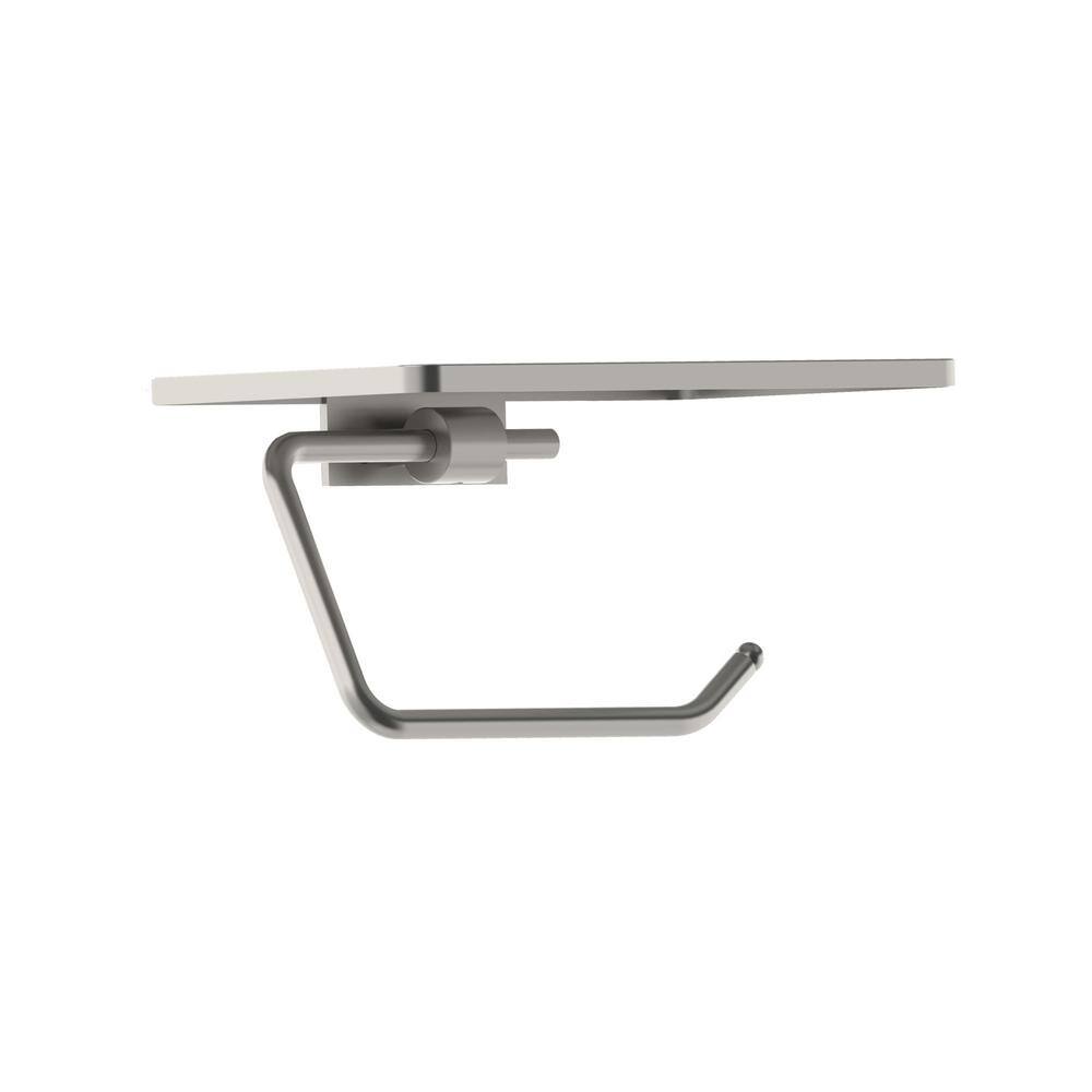 Satin Nickel Wall-Mounted Toilet Paper Holder with Shelf