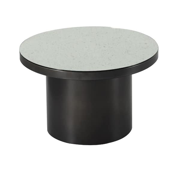 Boyel Living Black Natural Industrial, Mirror Top Coffee Table Round