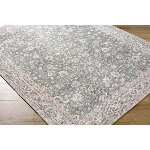 Vinny Light Pink Traditional Border 6 ft. 7 in. x 9 ft. Area Rug