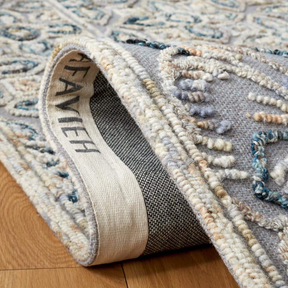 Gray and Beige Hand-Tufted Wool Area Rug, 3' x 5'