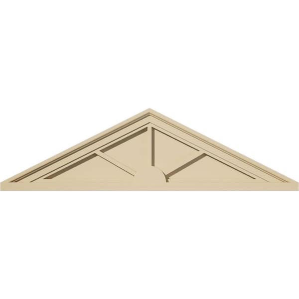 Ekena Millwork 36 in. W x 10 in. H x 2 in. P (Pitch 6/12) Peaked Cap 3 Spoke Signature Urethane Pediment, Primed Tan
