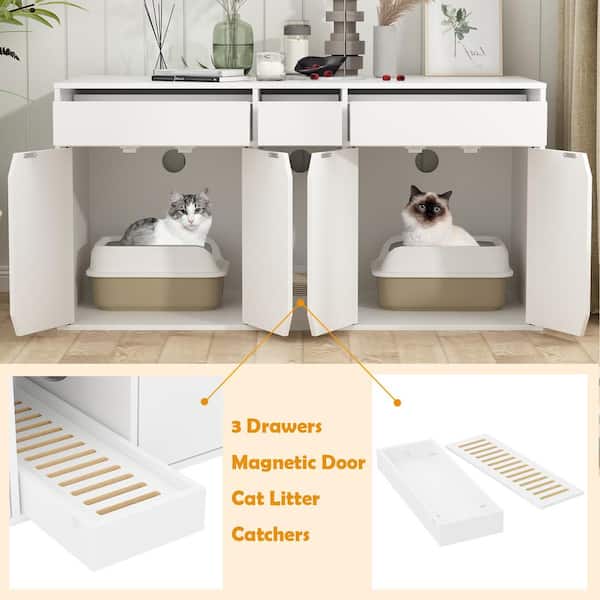 DINZI LVJ Hidden Cat Litter Box Enclosure, Flip Top Cat Washroom