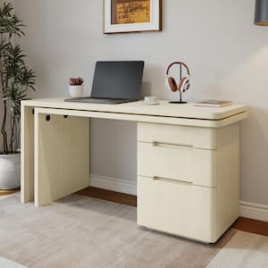 ローステッド　デスク90 Polibi 90 in. L Shaped Walnut color MDF Wood 360° Wood Rotating