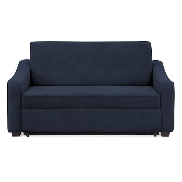 Serta Malik Sofa Collection 37.8 in Straight Arm Polyester Modern Straight Sofa in Navy Blue