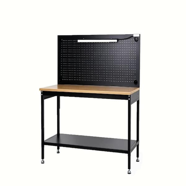 48x24 Heavy‑Duty Workbench with Pegboard,Steel Work Table,Integrated Storage Shelf for Garage Workshop
