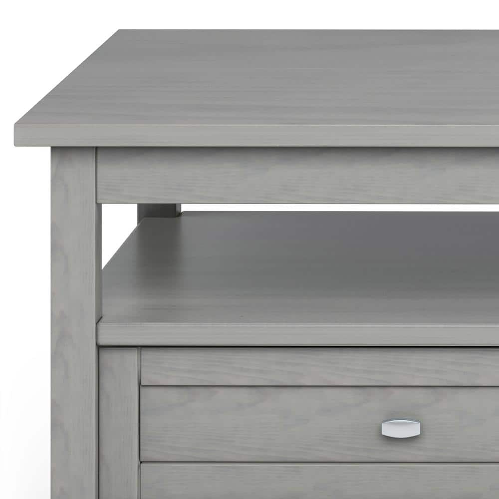 Fog Gray Solid Wood Coffee Table with Storage
