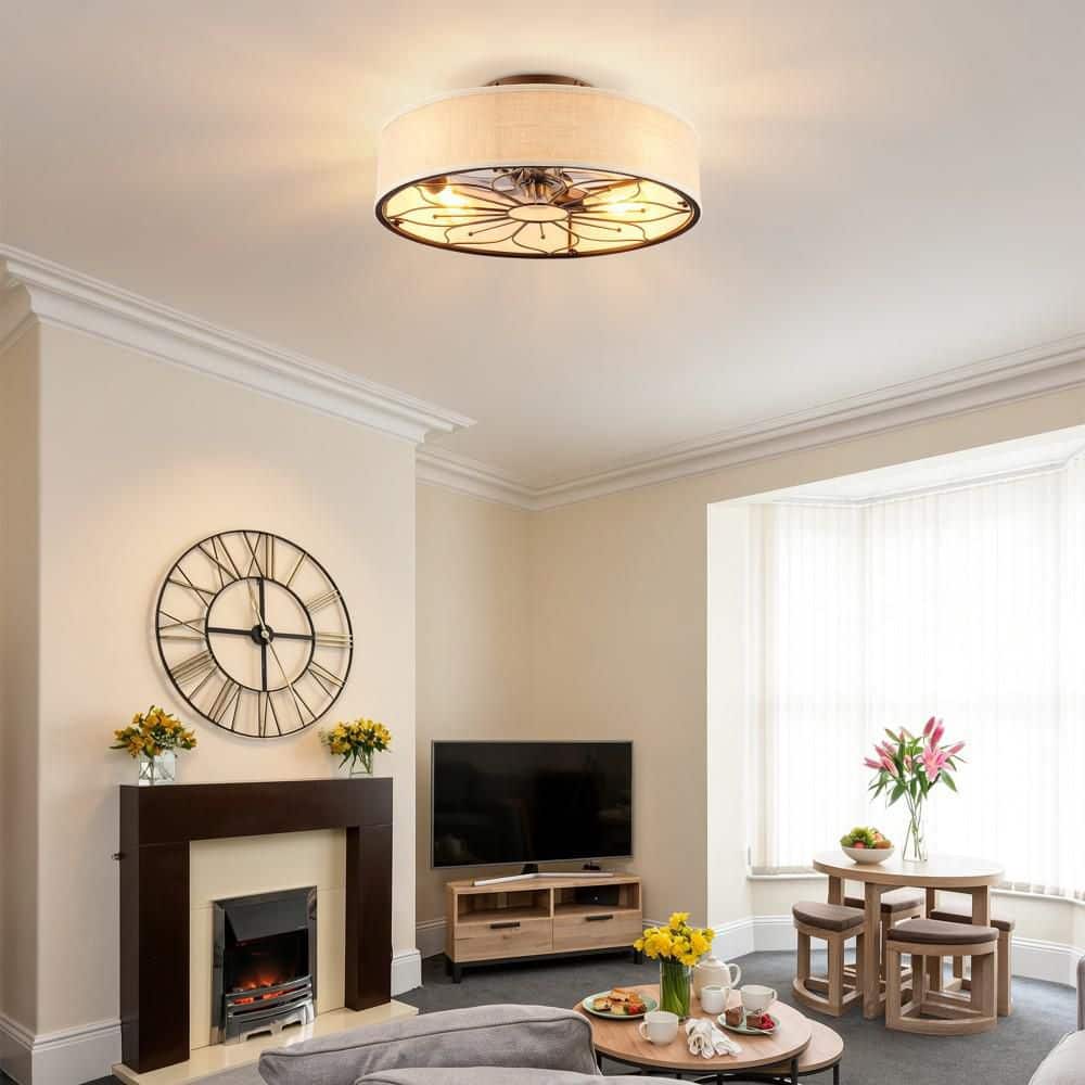 20 in. Black Farmhouse Bladeless Ceiling Fan, Lotus Fabric, Remote, Reversible DC Motor 6 Speed,4-Light E26, for Bedroom price history on PriceWatchPro