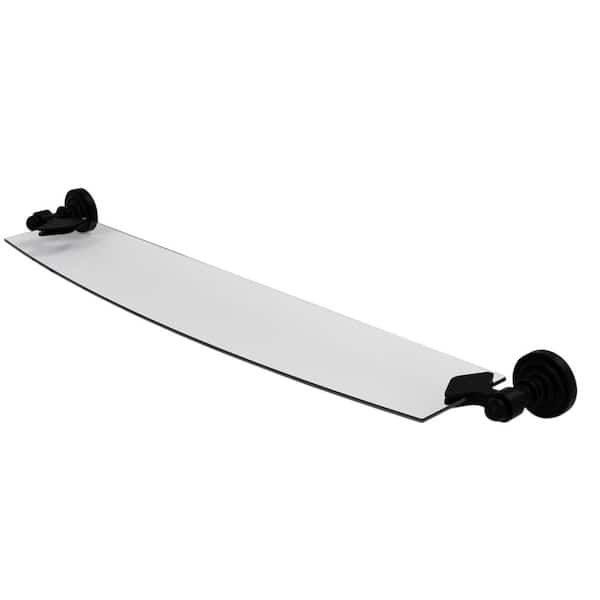 Allied Brass Dottingham 24 in. L x 2-1/4 in. H x 5 in. W Clear Glass Bathroom Shelf in Matte Black