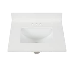 25 in. W x 22 in. D x 0.75 in. H Quartz Vanity Top in Snow White with White Basin