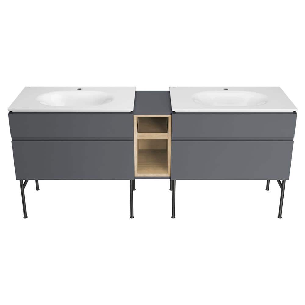 Studio S 33-Inch White Ceramic Rectangular Drop-In Bathroom Sink