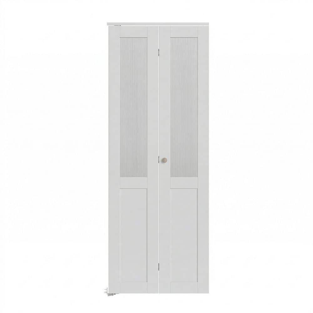 36 in. x 78.75 in. 1/2 Lite Reed Glass Solid Core White Finished MDF Closet Bi-Fold Door with Hardware Kit price history on PriceWatchPro