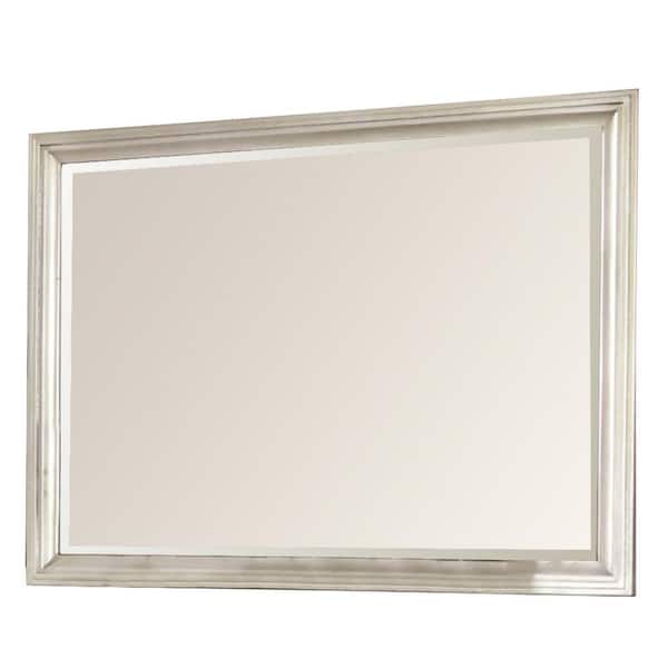 Benjara Medium Rectangle Silver Modern Mirror (33.5 in. H x 45 in. W)