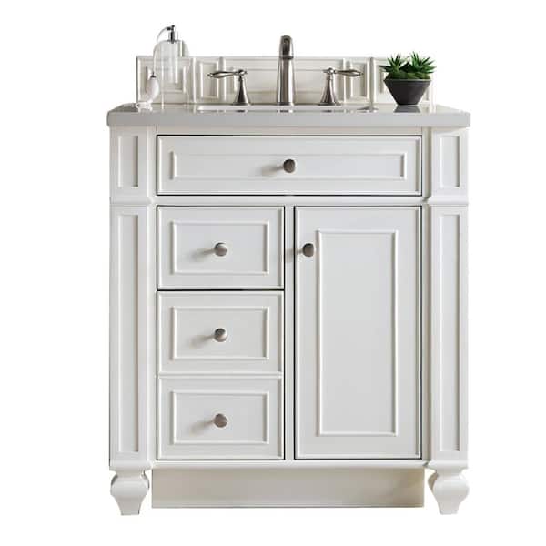 James Martin Vanities Bristol 30.0 in. W x 23.5 in. D x 34 in. H Bathroom Vanity in Bright White with White Zeus Quartz Top