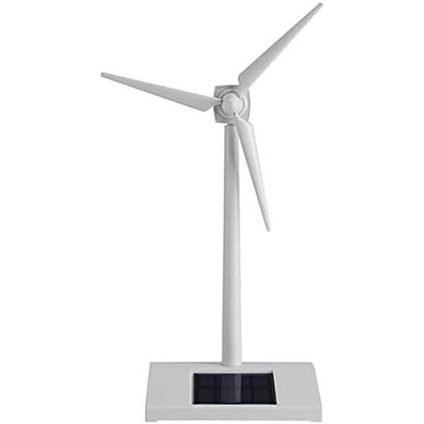 Unbranded Solar Windmill Toy 14 x 9 x 26 cm White ABS Plastic Solar Powered Rotating Mini Decorative Teaching Tool for Kids