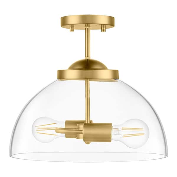 Lowry 14 in. 2-Light Brushed Gold Semi-Flush Mount