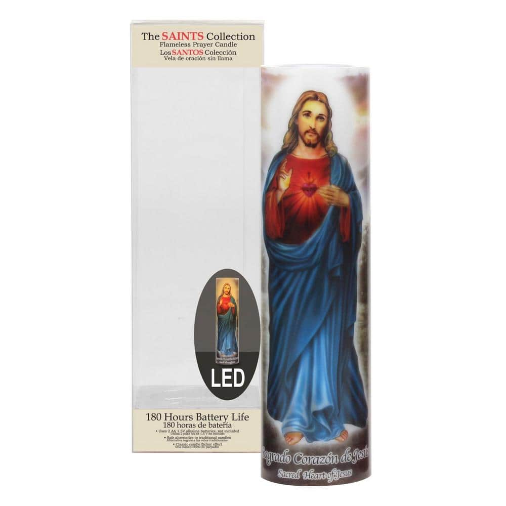 Divine Glow 8" Multi-Color LED Flameless Prayer Pillar Candle
