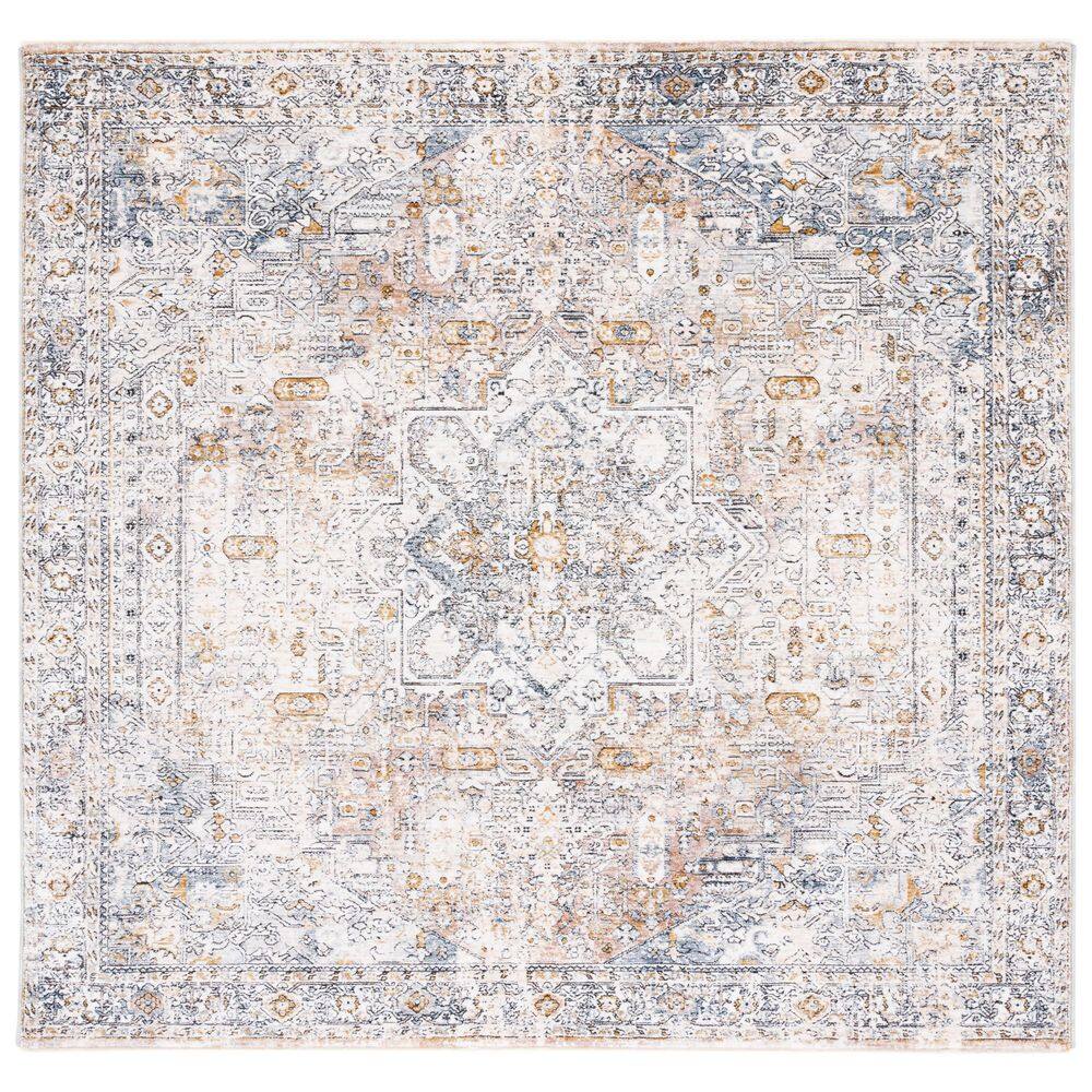 Moondust 6 ft. x 6 ft. Ivory/Blue Distressed Floral Square Area Rug price history on PriceWatchPro