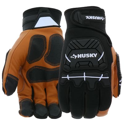 Large Grain Goatskin Leather Performance Impact Work Glove with Spandex Back