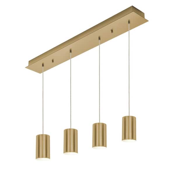 Tyke 4-Light Satin Brass Shaded Pendant Light with Satin Brass Steel Shade