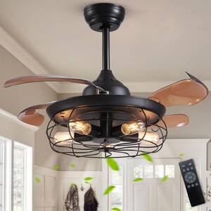 ANTOINE 36 in. Modern Indoor Retractable Blade Ceiling Fan with LED ...