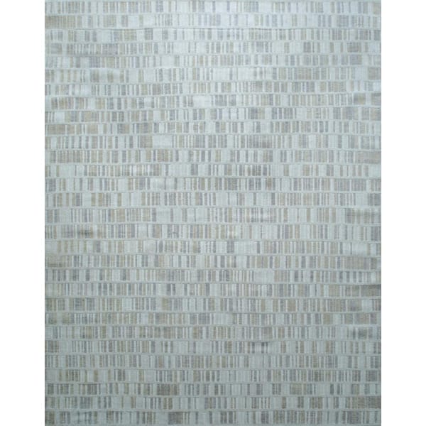 EORC Ivory 9 ft. x 12 ft. Hand-Knotted Wool Geometric High Low Textured Rug Area Rug