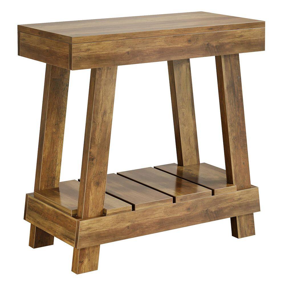 Kerlin 23.62 in. Brown Rectangle 2-Tier Side Table with Storage Shelf, MDF End Table with Angled Legs for Living Room