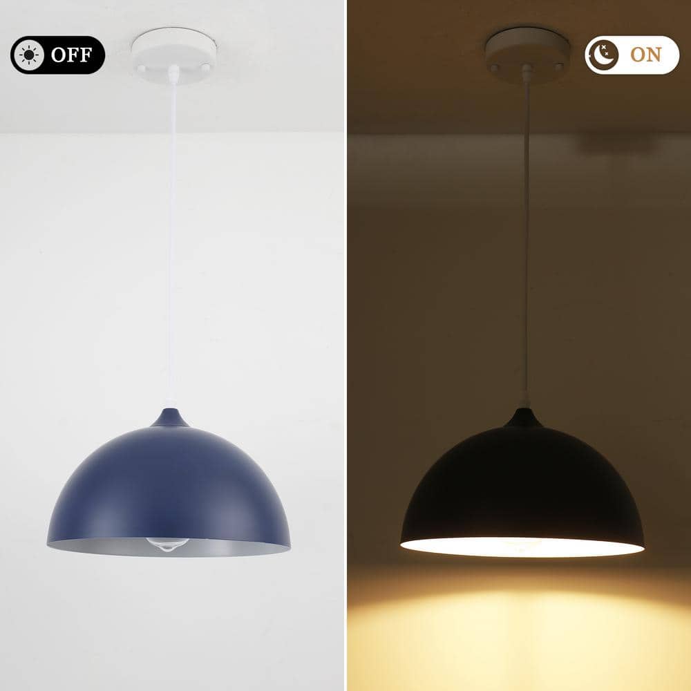 Blue Metal Dome Adjustable Pendant Light