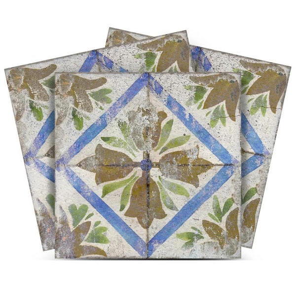 MI ALMA Blue, Green, Brown, and Beige R72 8 in. x 8 in. Vinyl Peel and Stick Tile (24 Tiles, 10.67 sq. ft./Pack)