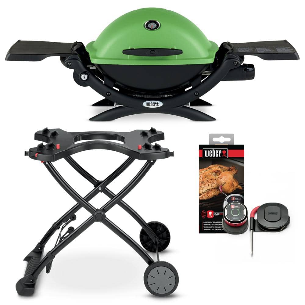 Weber Q1200 Portable Propane Gas Grill with Side Tables on Scissor Cart  (WEB-Q1200-PCART)