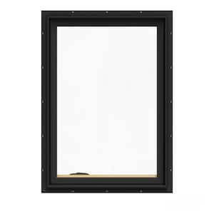 24.75 in. x 40.75 in. W-2500 Series Bronze Painted Clad Wood Left-Handed Casement Window with BetterVue Mesh Screen