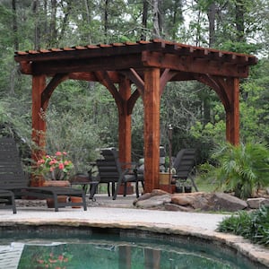 Installed Monterey 10 ft. x 12 ft. Premium Timber Outdoor Patio Pergola with 8 in. x 8 in. Solid Posts and Pro staining