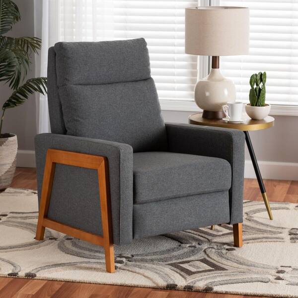 Baxton Studio Halstein Gray Fabric Upholstered Recliner 143 8139