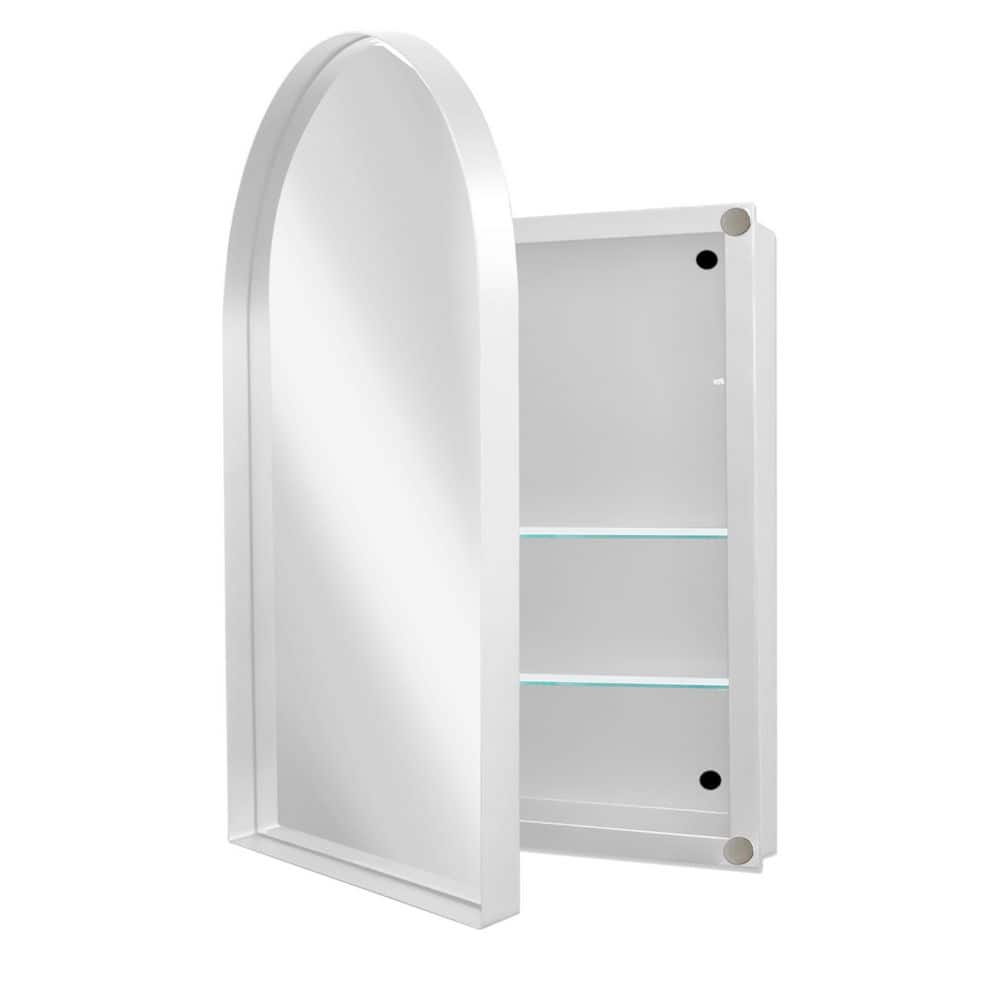 24 in. W x 36 in. H Arched White Medicine Cabinet with Mirror, Metal Framed Bathroom Wall Storage Cabinet price history on PriceWatchPro