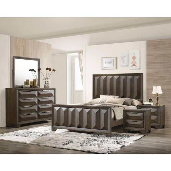 Pinnete 5-Piece Espresso Wood King Bedroom Set
