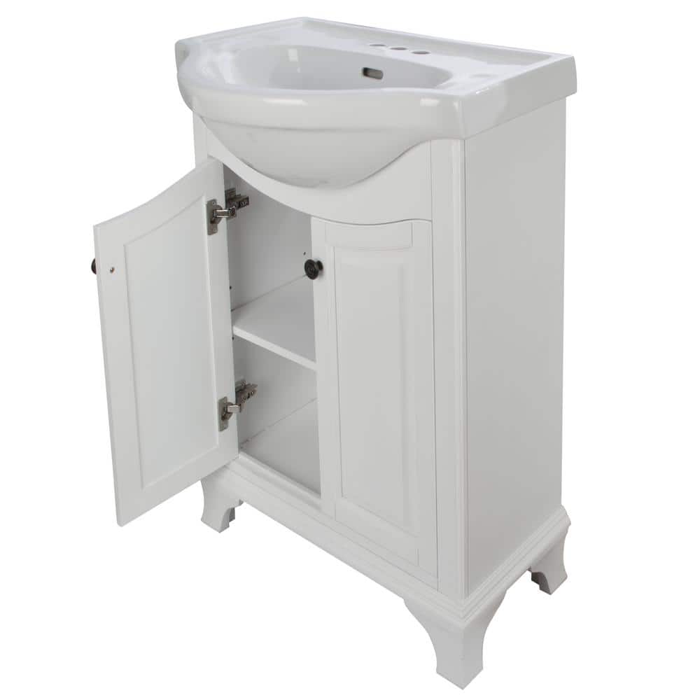 White Freestanding Vanity Cabinet with Vitreous China Sink