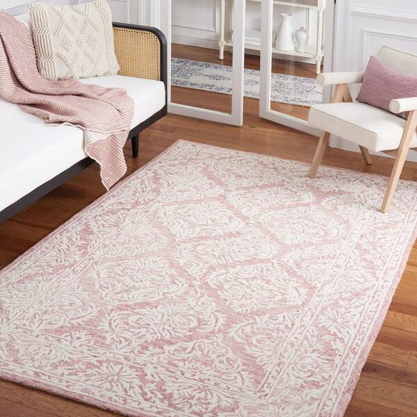 4'x6' Solid Area Rug Light Pink/Ivory - Safavieh