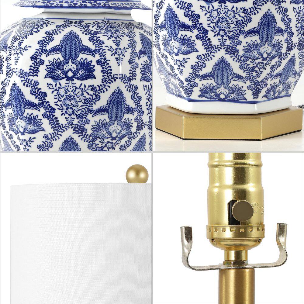 Gretchen 25" Blue and White Ceramic Ginger Jar Table Lamp