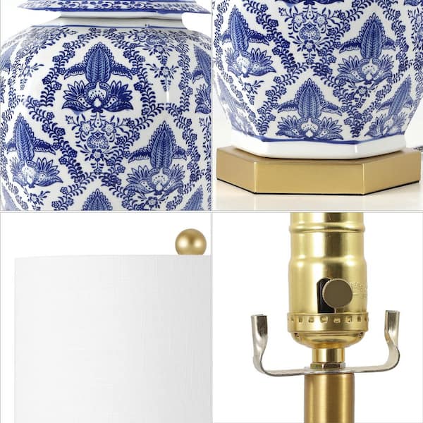 JONATHAN Y Gretchen 25 in. Ginger Jar Ceramic/Metal LED Table Lamp