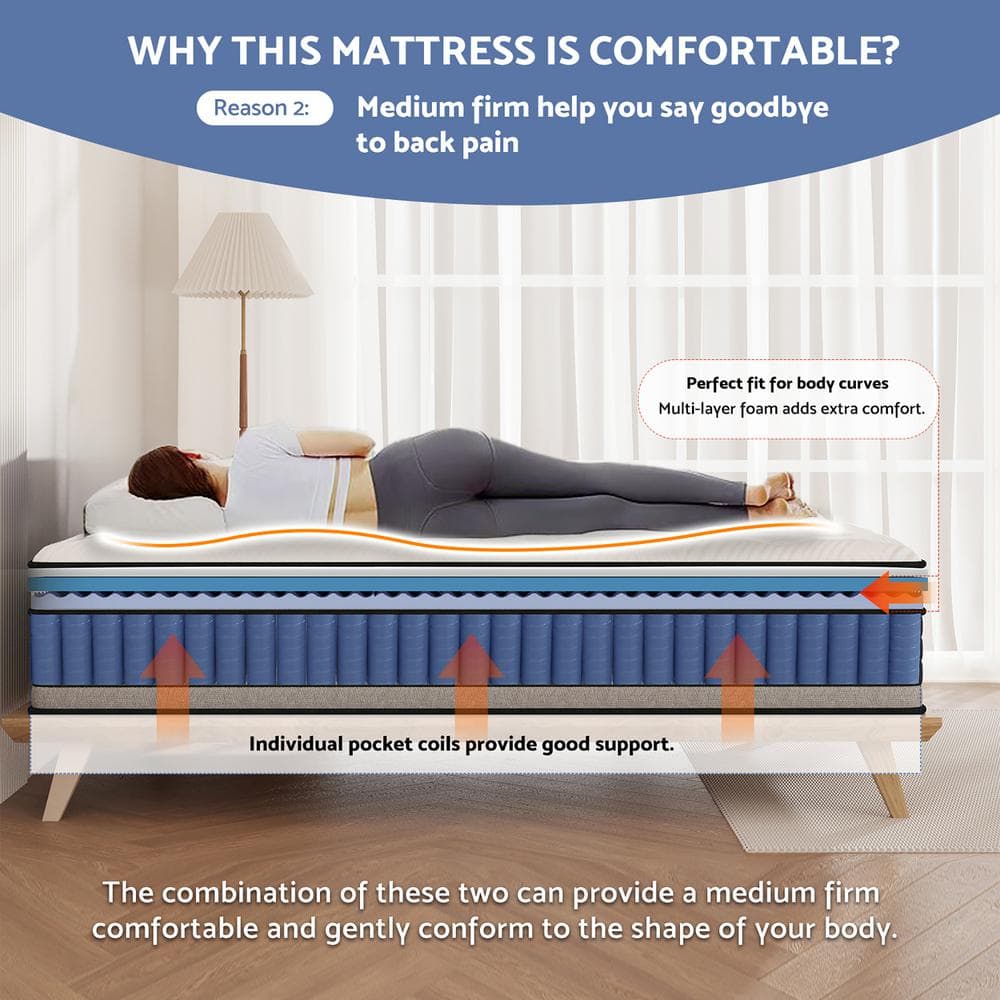 Full 14-Inch Medium Firm Hybrid Pillow Top Mattress