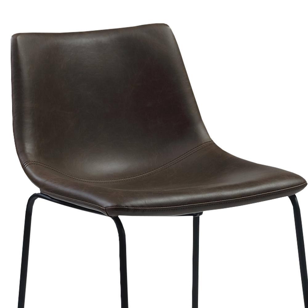 Brown Leather Adjustable Swivel Bar Stool with Wood and Metal Base