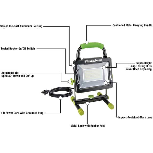 PowerSmith 15,000 Lumen Portable LED Work Light with 10 ft. Cord PWLS150H -  The Home Depot