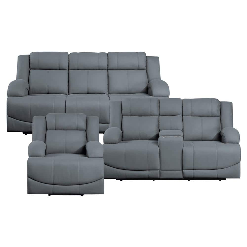 Darcel 81.5 in. W Straight Arm Microfiber Rectangle Power Reclining Sofa Se