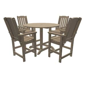 Lehigh Woodland Brown 5-Piece Plastic Outdoor Counter Height Dining Set in Woodland Brown (Set of 4)