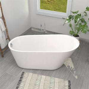 Minimalist 69 in. Acrylic Freestanding Bathtub Modern cUPC Certificated Slipper Soaking Tub in Glossy White Soaking Tubs