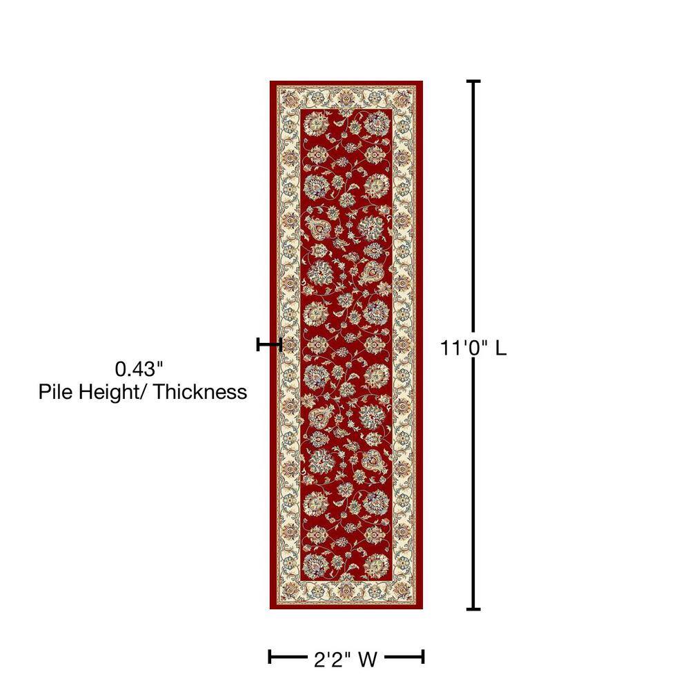 Traditional Red Polypropylene Runner Rug with Medium Pile