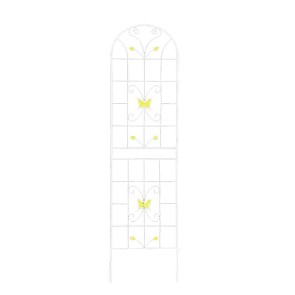 cenadinz 86.7 in. White Iron Garden Trellis Outdoor Climbing Plant/Flower Support (4-Pack) Butterfly Style