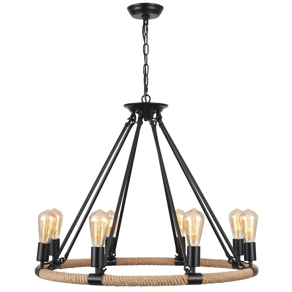 8-Light Black Farmhouse Chandelier Round Wagon Wheel Light Fixture price history on PriceWatchPro