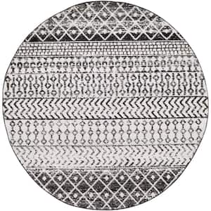 Laurine Black/White 5 ft. 3 in. Round Area Rug