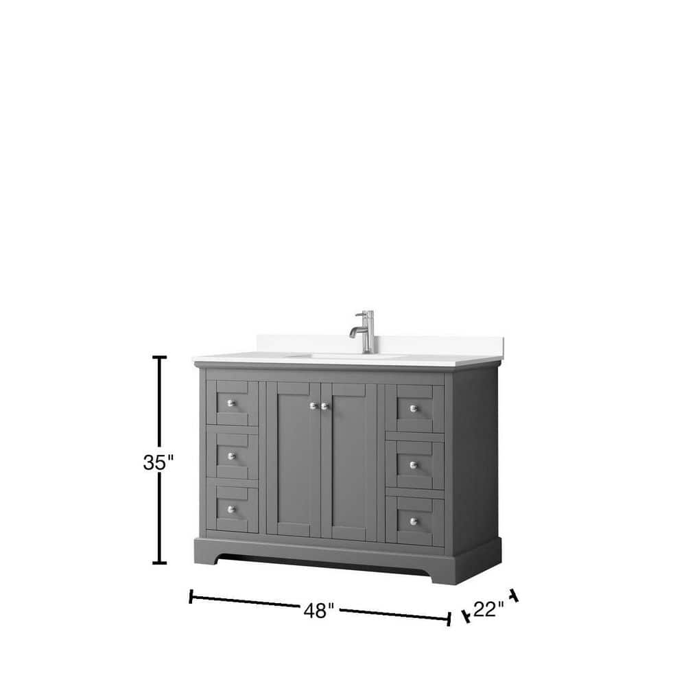 Avery 48'' Dark Gray Single Bathroom Vanity with Marble Top